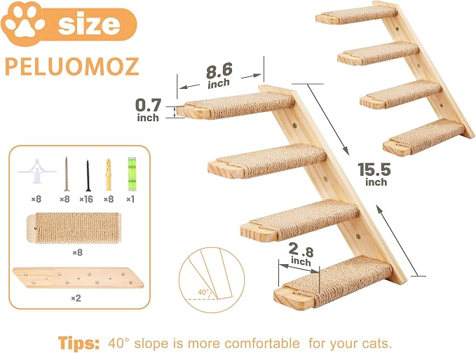 Cat Climbing Shelves Four Stair Shelf Wall Mounted Reversible Left & Right - Image 3