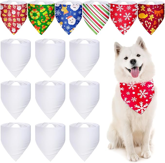 Weewooday 6 Pieces Sublimation Heat Transfer Dog Bandana Triangle Dog Scarf by Weewooday