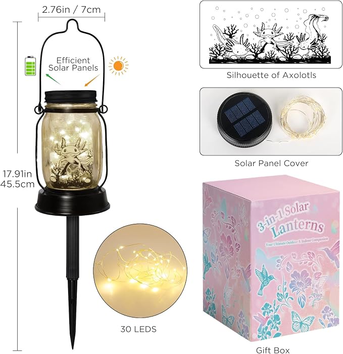 kyoryuger Axolotl Gifts for Women/Men/Kids Axolotl Solar Lanterns Mom Grandma - Image 7