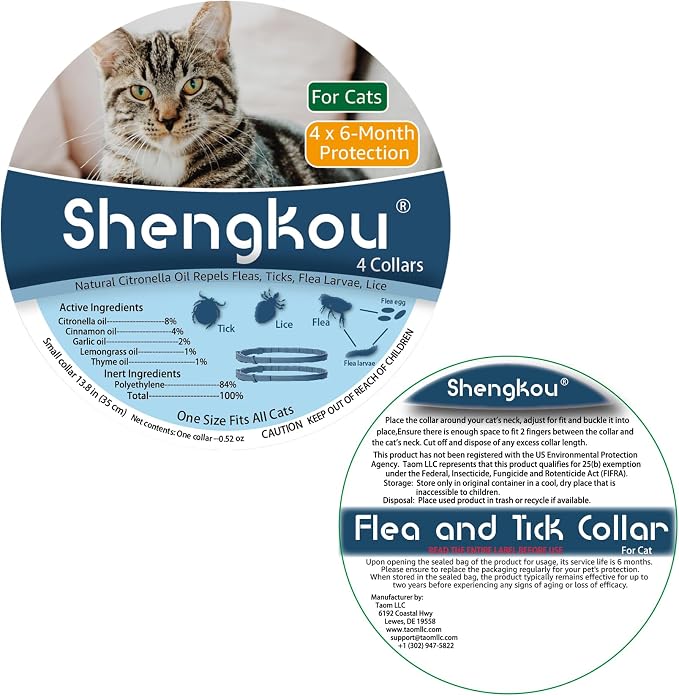 Flea and Tick Collar for Cats. Offers 4 * 6 Months of Protection. Made from - Image 9