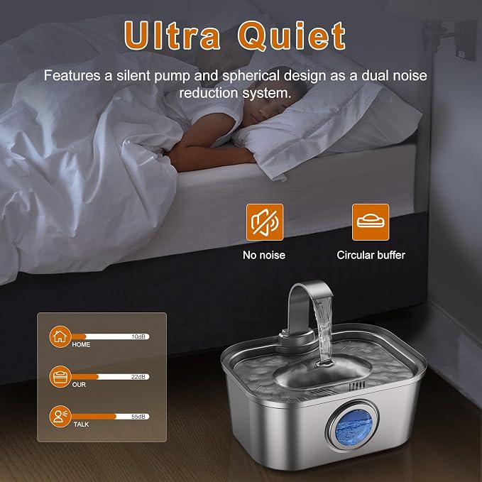 Bobo&Dragon 3.5L/124oz Stainless Steel Cat Water Fountain - Image 4