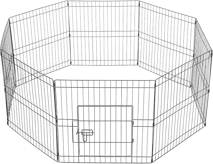 Yaheetech 24 inch 32 Panel Metal Black Heavy Duty Foldable Dog Pen by Yaheetech