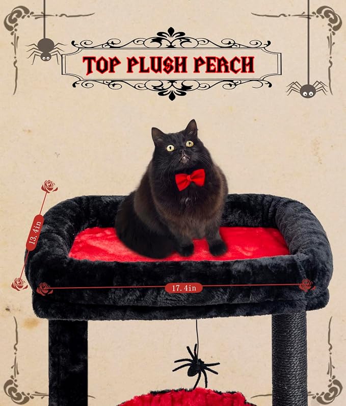 SYANDLVY Gothic Cat Tree with Coffin Bed - Image 6