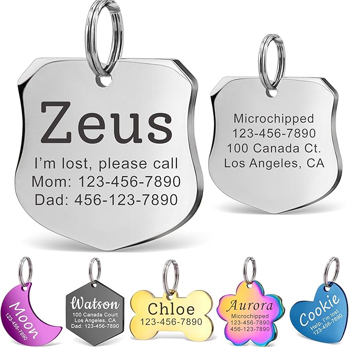 Anavia Personalized Pet ID Tags, Stainless Steel Glossy Laser Engraved Dog Cat by Anavia