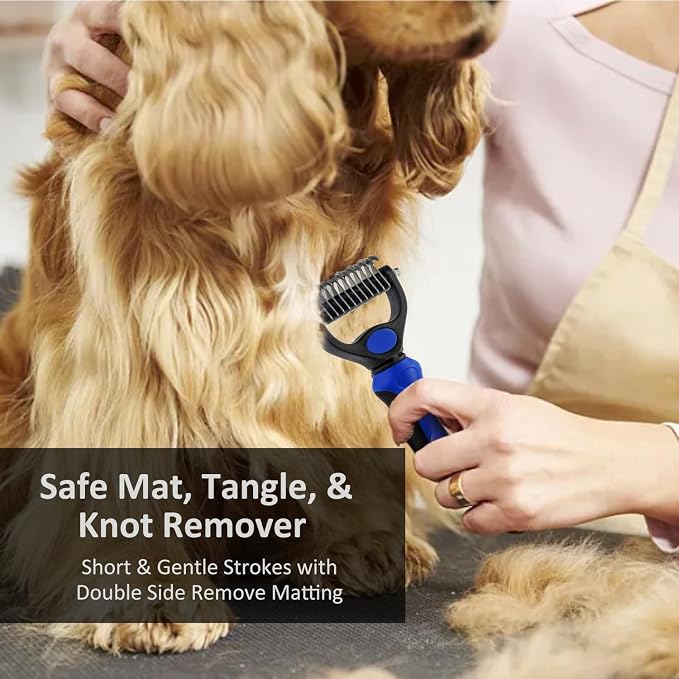 WePet Grooming Rake for Dogs & Cats, Double-Sided Deshedding Brush, Extra-Wide - Image 6