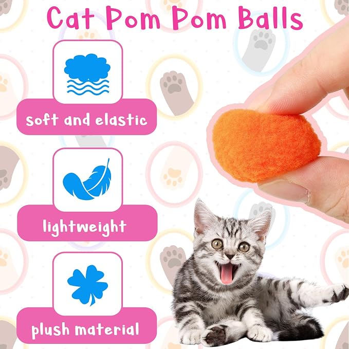 2 Cat Toy Launchers & 100 Cat Pom Pom Balls, Cat Toys Balls Launcher, Launch - Image 6