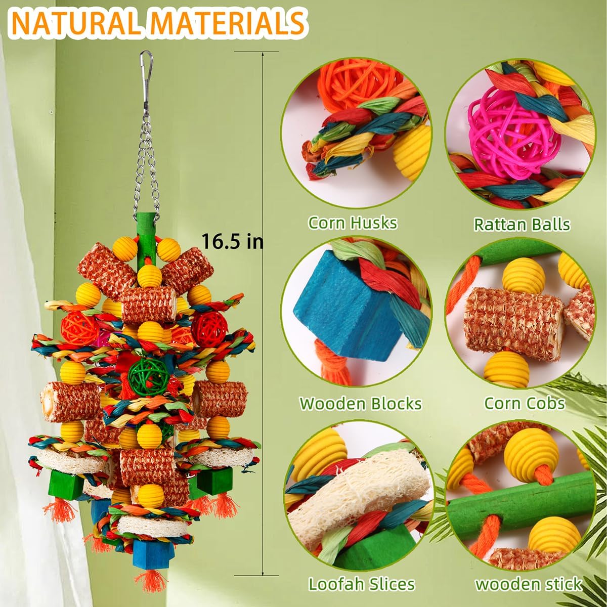 Bird Chew Toys with Corn Cob and Loofah Slices - GlobalHabitat Supply