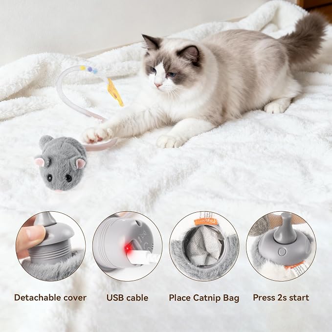 Migipaws Interactive MigiMouse Cat Toy 360° Rolling & Spin - Image 6