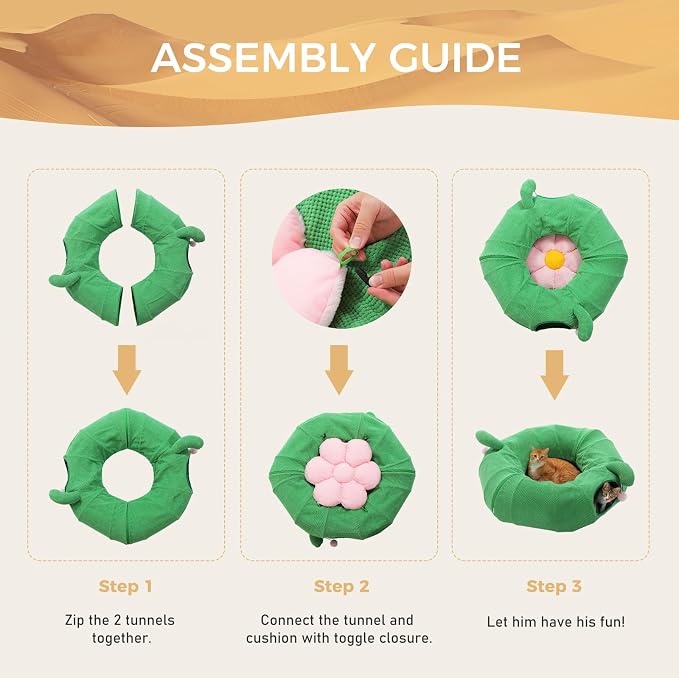 PEQULTI Cat Tunnel with Bed for Indoor Cats, Cat Play Donut Tunnel with - Image 6