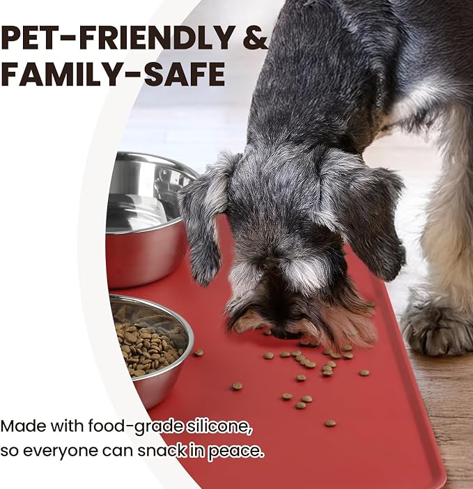 VIVAGLORY Dog Food Mat Flexmat Dog Bowl Mat, Placemat Food Tray - Image 3