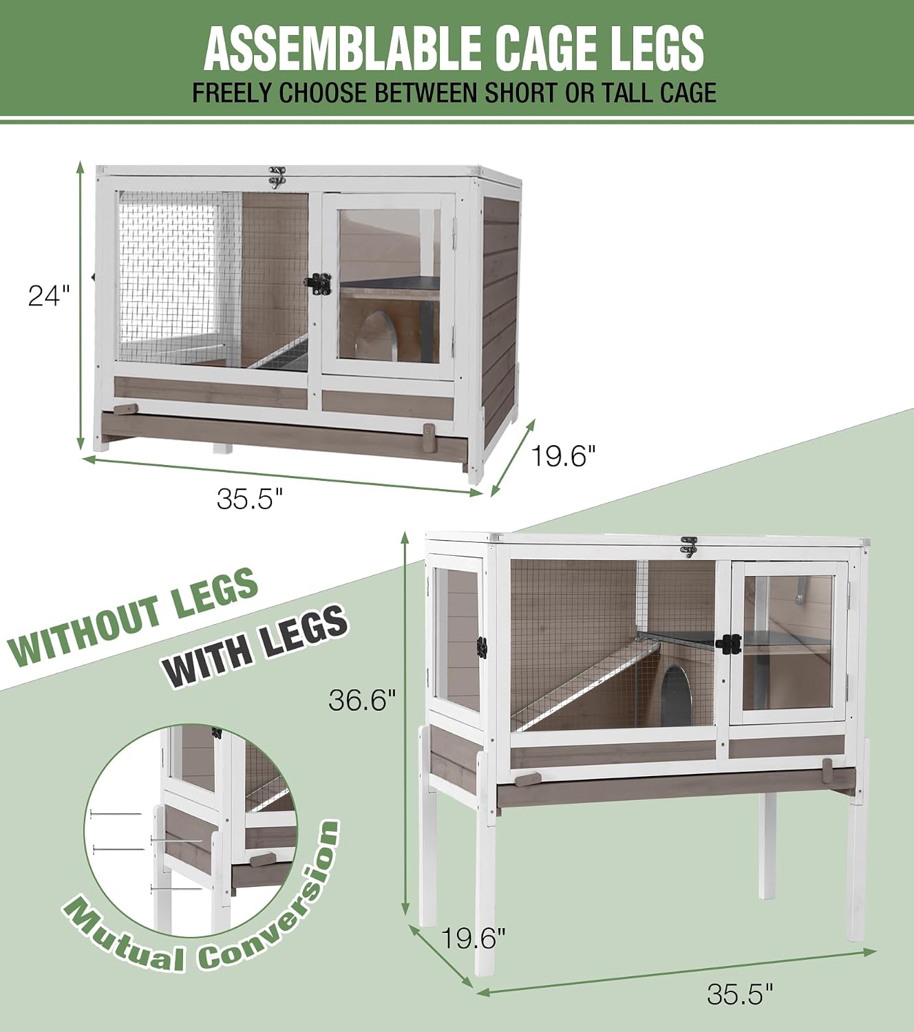 Guinea Pig Cage Indoor with Chew-Proof Edges, Clean Deep Tray | Rabbit - GlobalHabitat Supply