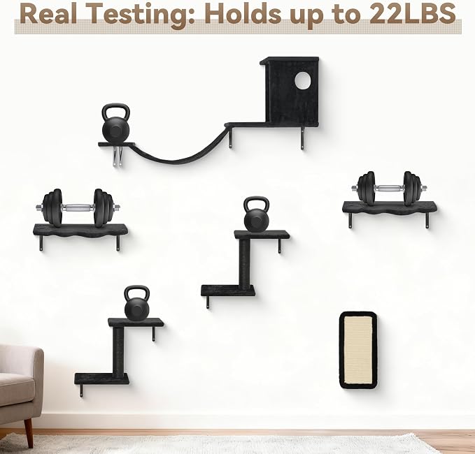 6-in-1 Cat Wall Shelves, Wall-Mounted Cat Furniture - Image 5