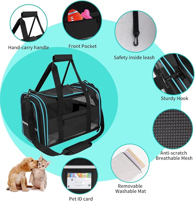Soft - Sided Pet Carrier for Cats and Small Dogs, Airline - Approved, Foldable - Image 5