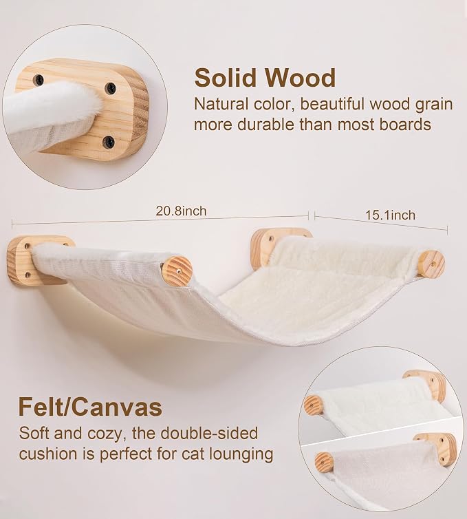 Cat Wall Hammock Set of 4 – 1 Floating Fabric Hammock, 2 Ladders - Image 4