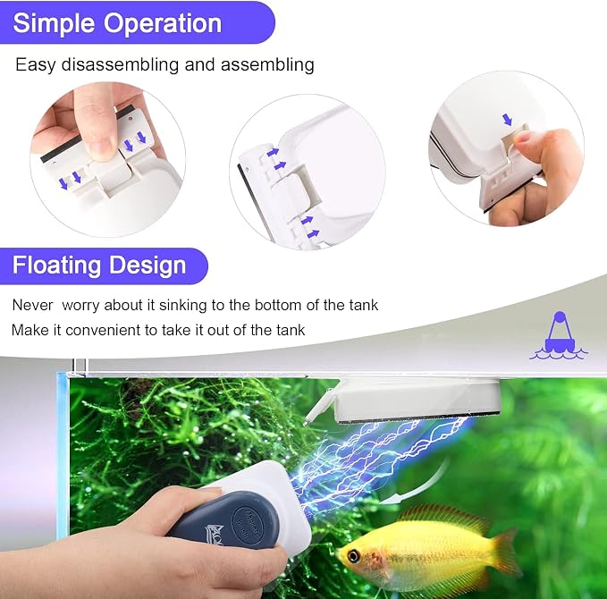 AQQA Aquarium Strong Magnetic Cleaner Brush, Fish Tank Glass Algae Magnet - Image 6