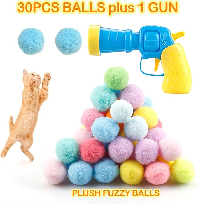31Pcs Cat Ball Toy Launcher Gun, Cat Balls Fetch Toy, Funny Interactive Cat Toys - Image 3