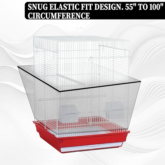 Large Bird Cage Seed Catcher, Stretchy Bird Cage Cover, Soft Nylon Mesh Skirt - Image 6