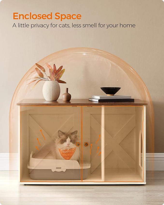 Feandrea Cat Litter Box Enclosure, Litter Box Furniture Hidden - Image 4