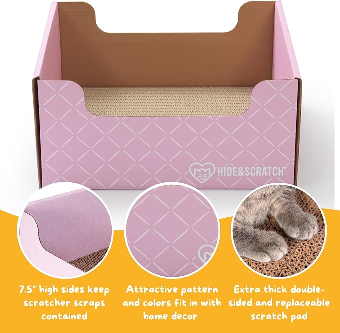 Hide & Scratch Cardboard Cat Scratcher Box & Bed - Image 3