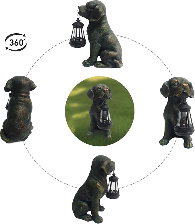 Solar Resin Dog Statue - Image 5
