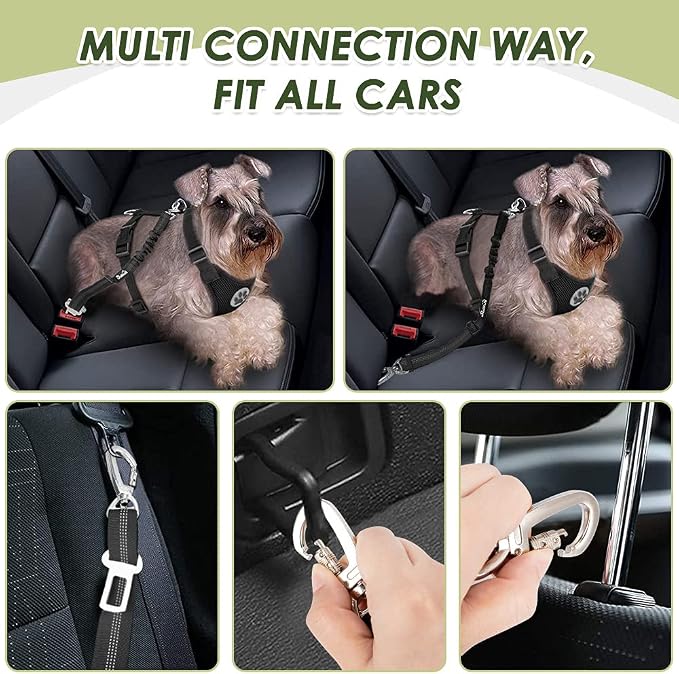 SlowTon Dog Seat Belt Harness for Car, Dog Car Harness Adjustable Mesh - Image 2