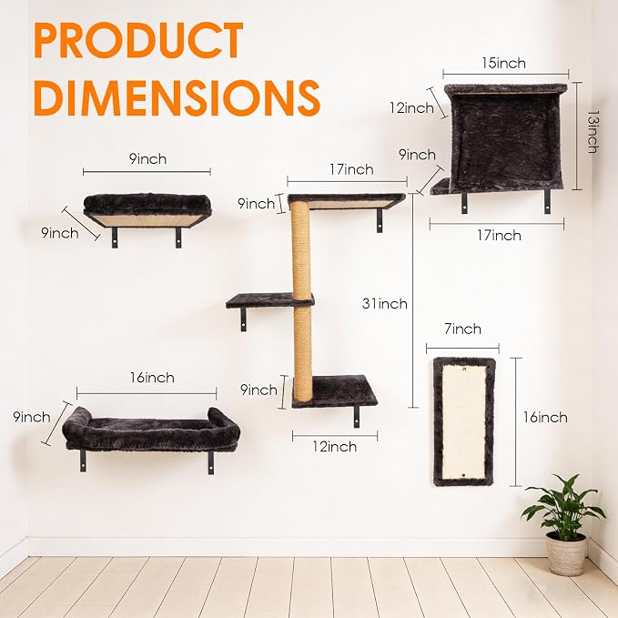 5in1 Cat Wall Shelves Climbing Systems, Large Cat Furniture Shelf Set Wall - Image 3