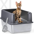 Enclosed Stainless Steel Cat Litter Box by CatLitterBox