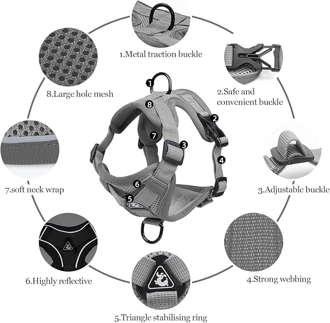 Wanheart Summer cat Chest Harness and Leash, Anti-Escape Adjustable Soft mesh - Image 3