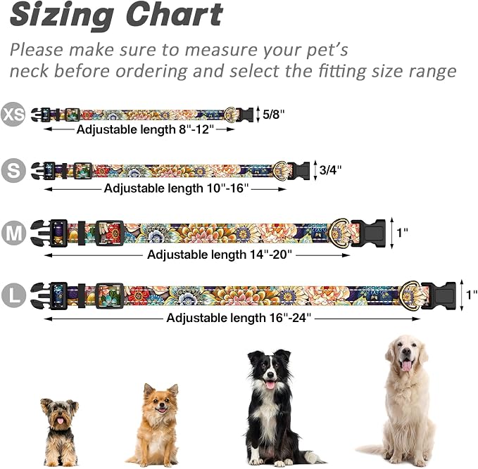 Reflective Dog Collar for Small Dogs, Cute Boho Adjustable Heavy-Duty Nylon - Image 7