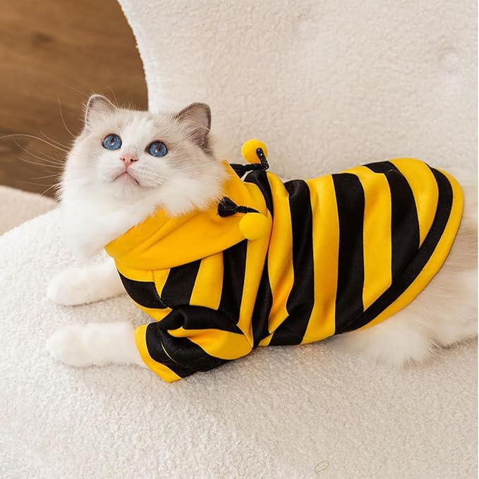 DENTRUN Sphynx Hairless Cats Costume Funny Bee Warm Winter Sweater Cute - Image 8