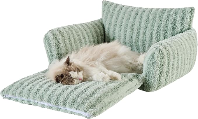 Hollypet Cat Bed Fluffy Plush Mutifuctional Double-Layer Soft Pet Couch - Image 2