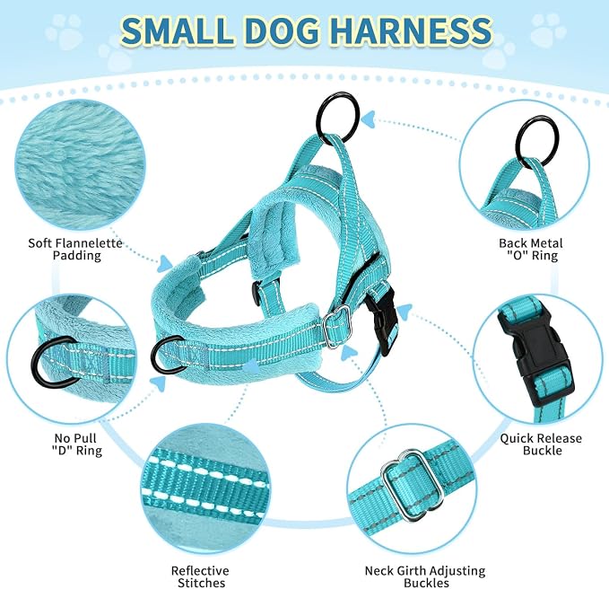 SlowTon No Pull Small Dog Harness and Leash Set, Puppy Soft Vest Harness Neck & - Image 7