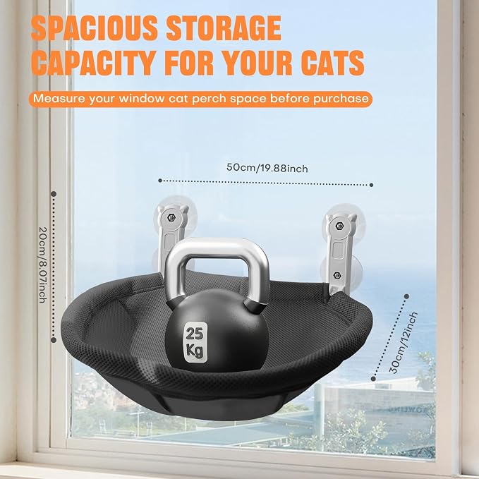 Homegroove Cat Window Perch, 18 x 12 Inch Foldable Cat Hammock - Image 2