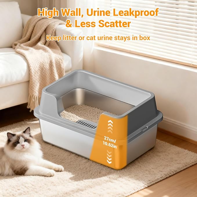 Stainless Steel Litter Box, XL Enclosed Cat Litter Boxes - Image 3