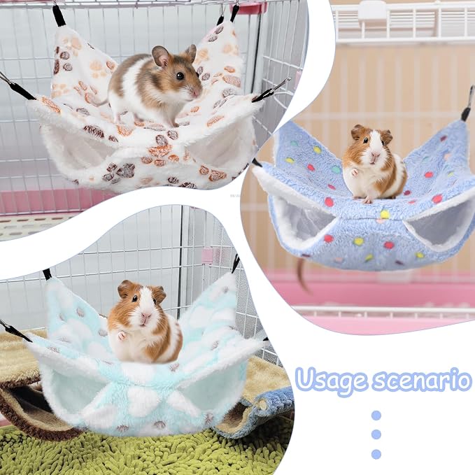 4 Pack Small Animal Hammock, 11.4x11.4 Inch Guinea Pig Rat Ferret Hanging Bed - Image 6