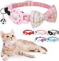 Airtag Cat Collar with Bells and Bowtie -Safety Elastic Band Kitten Collar by DILLYBUD
