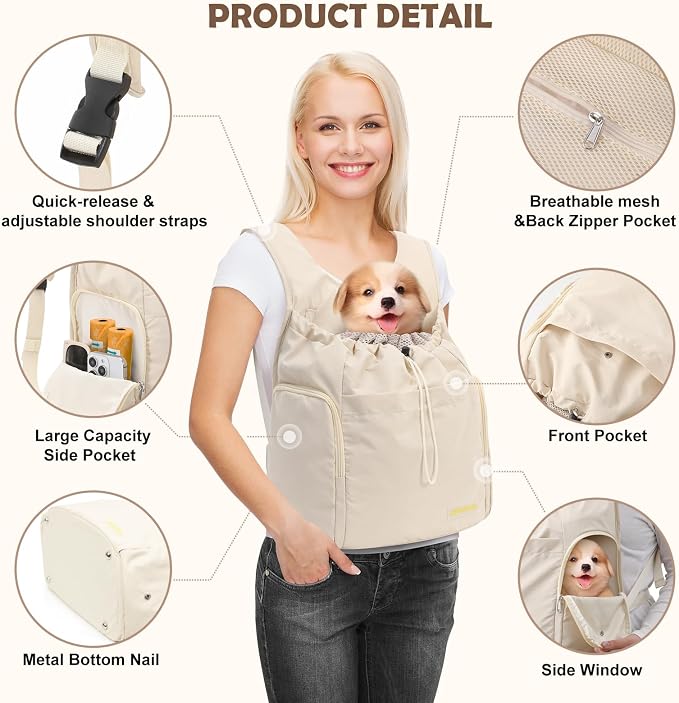 Dog Front Carrier Backpack, Adjustable Pet Dog Carrier Backpack Ventilated Mesh - Image 3