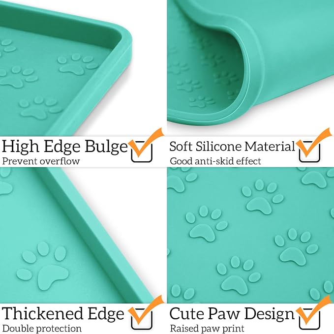Ptlom Pet Placemat for Dog and Cat, Waterproof Non-Slip Silicone Feeding Bowl - Image 4