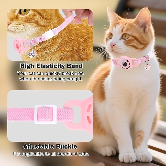 Airtag Cat Collar Breakaway, Stretchy Cat Tracker Collar - Image 3