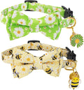 Breakaway Cat Collar with Cute Bow Tie Bell 2Pack Daisy Bee Pattern by PREHAI