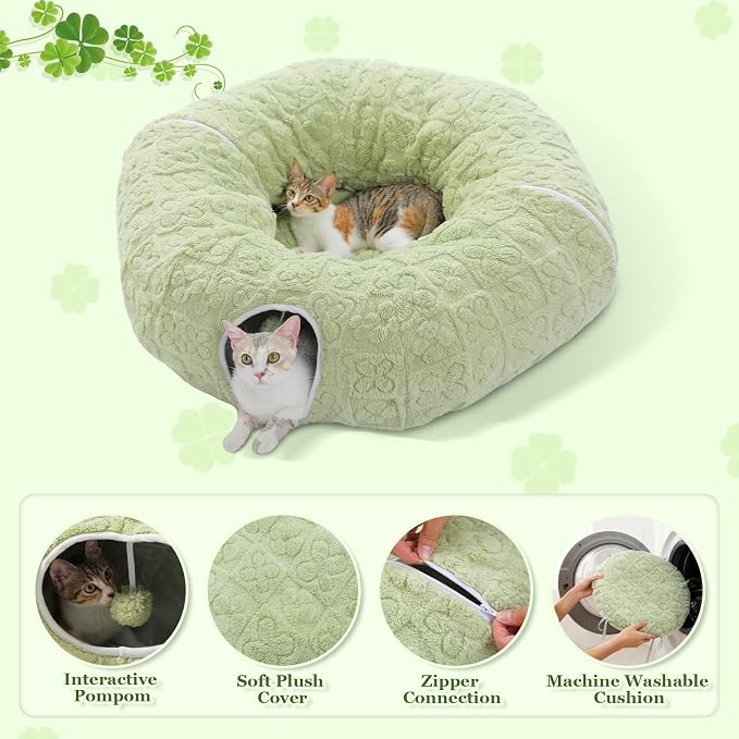 PEQULTI Cat Tunnel with Bed for Indoor Cats, Cat Play Donut Tunnel with - Image 7