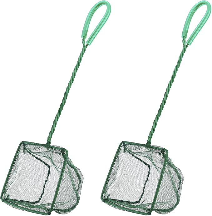 Pawfly Aquarium Fish Net with Braided Metal Handle Square Net with Soft Fine by Pawfly