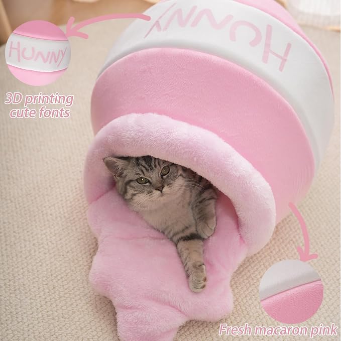 Honey Pot Cat Cave Bed, Soft and Thick Rebound Sponge Pet Nest - Image 2