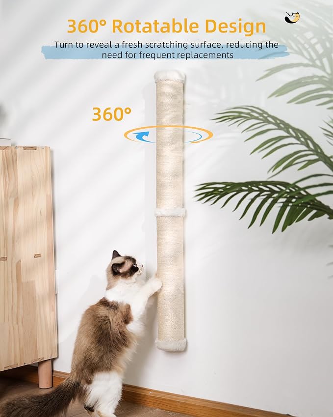 34'' Wall Cat Scratching Post, Wall Mounted Cat Scratcher Furniture - Image 4