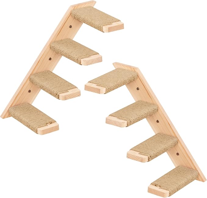 Cat Climbing Stair Shelf, Wall Mounted Ladder 2PCS 4 Steps Reversible Left & by PELUOMOZ