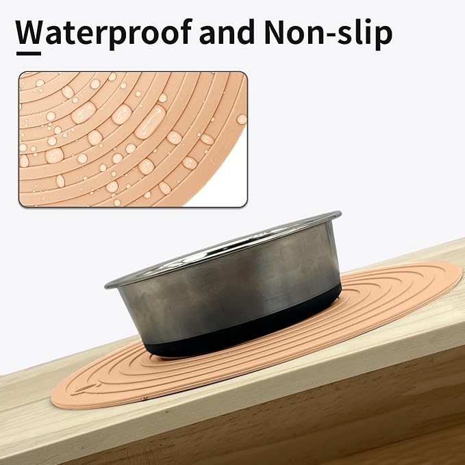 Fhiny 3PCS Silicone Pet Food Mat, 9.5" Round Waterproof Non-Slip Dog Cat Bowl - Image 3