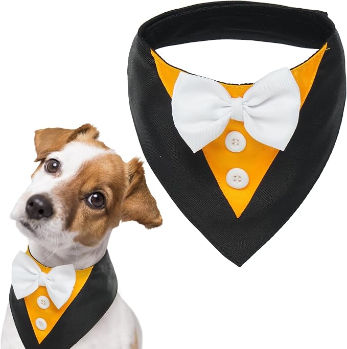 FUAMEY Dog Tuxedo Halloween for Large Dogs, Dog Formal Suit Dogs Attire Pet Bow by FUAMEY