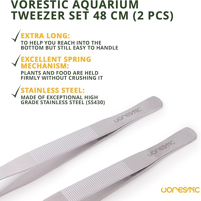 VORESTIC Straight and Curved Aquarium Tweezers Set 18 Inch, Stainless Steel - Image 3
