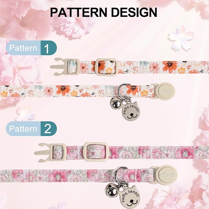 Lionet Paws 2pcs Pack Cotton Cat Collar, Breakaway Buckle - Image 3