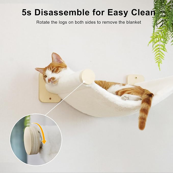 FUKUMARU Cat Wall Hammock with Two Steps Set, Modern Cat Climbing Shelves - Image 6